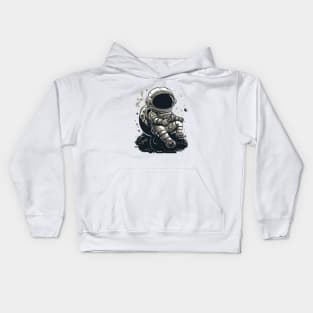 Cute Astronaut Sitting On Moon Kids Hoodie